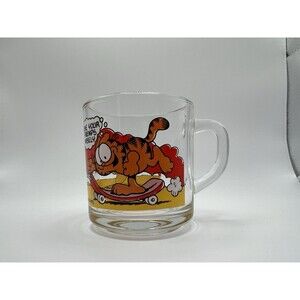 Vintage Garfield and Odie Coffee Cup Skateboard Friends 1978 McDonalds Glass Mug